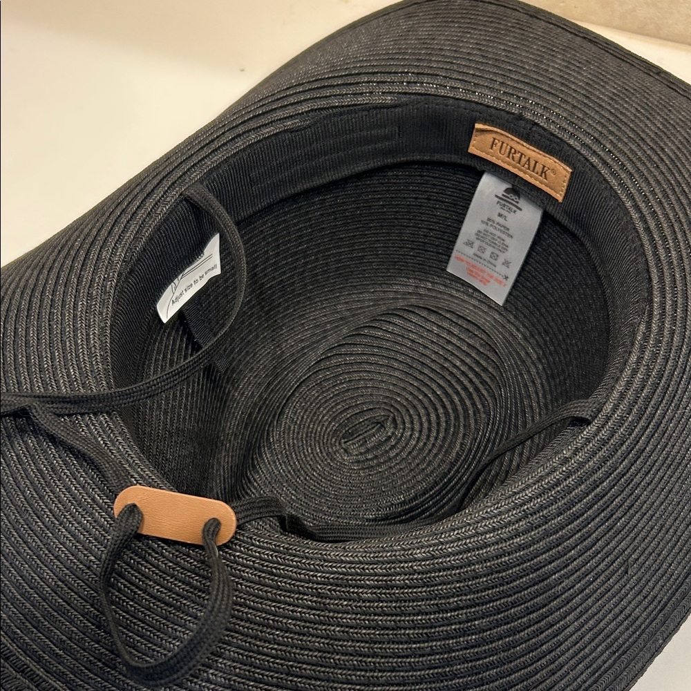 Black packable upf 80+ Wide-Brim Hat - Picture 7 of 11